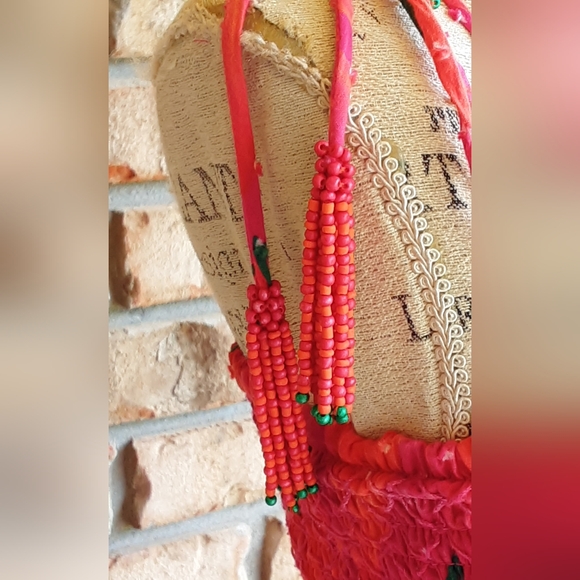 FARM Rio Red Pepper Ruffled Smocked Midi Sundress - Picture 4 of 15